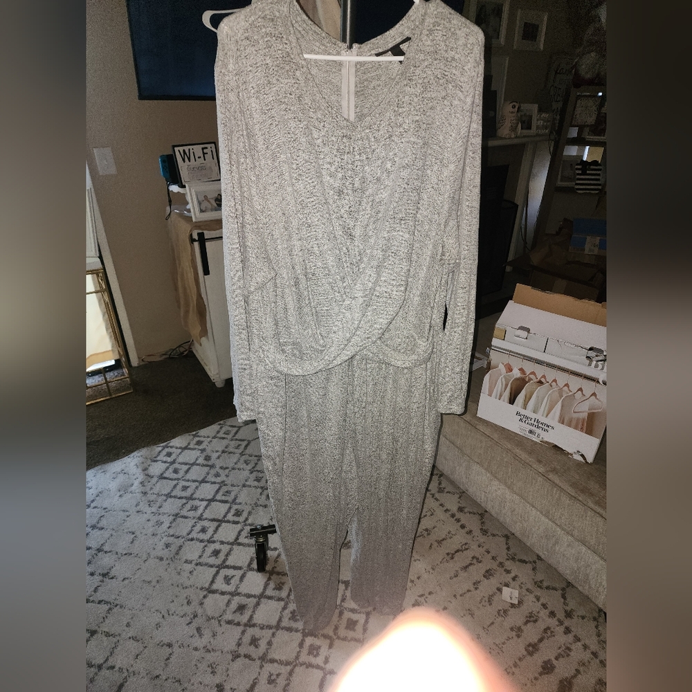 Cozy Gray Knit Jumpsuit